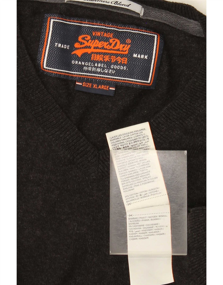 Мужской джемпер с v-образным вырезом Superdry XL, серый хлопок