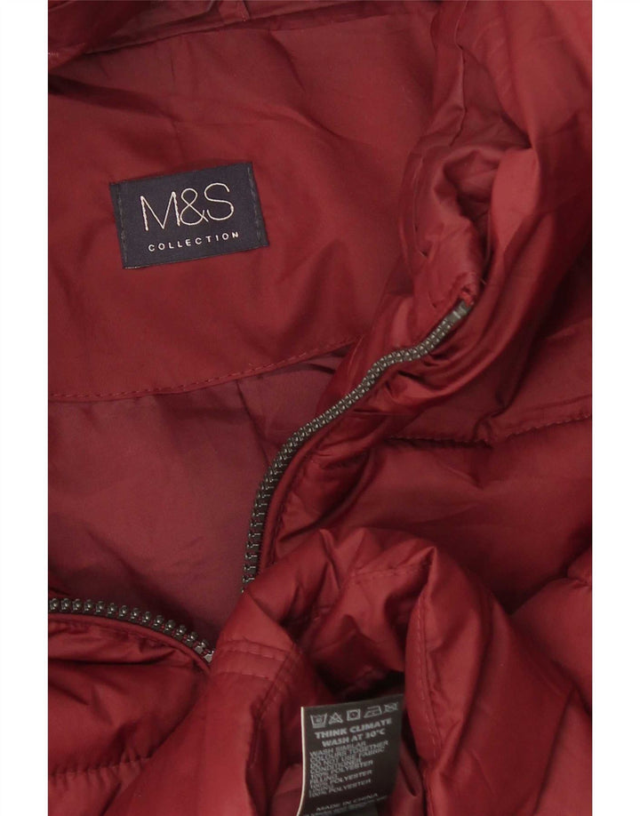 Женская утепленная куртка с капюшоном Marks & Spencer UK 12, средний бордовый полиэстер