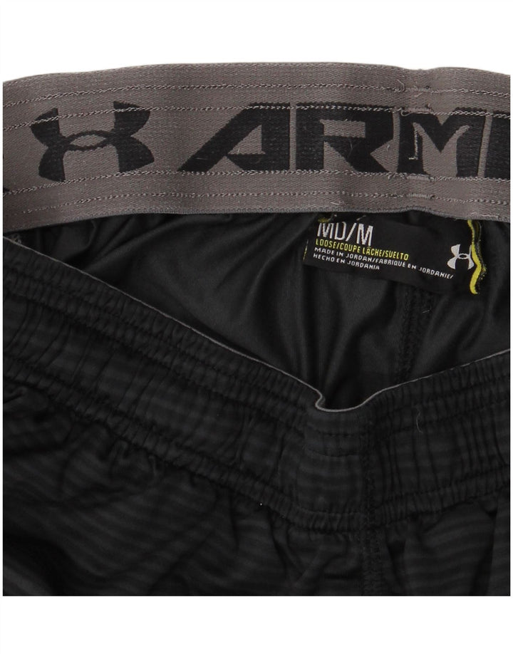 Мужские спортивные шорты с рисунком Under Armour, средние черные в тонкую полоску