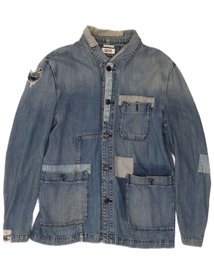 Женская джинсовая куртка Tommy Hilfiger UK 18 XL Синяя в стиле пэчворк