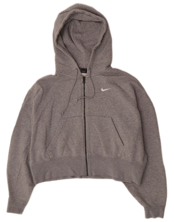 Женский свитер свободного кроя с капюшоном на молнии Nike UK 10, маленький серый хлопковый спортивный цвет