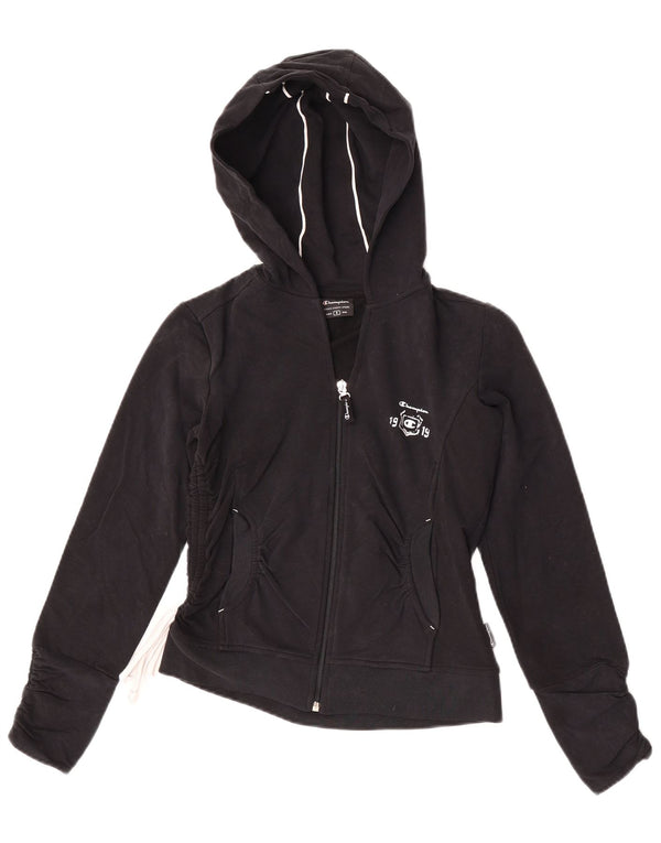 Женский свитер с капюшоном на молнии Champion UK 10, маленький черный, хлопковый