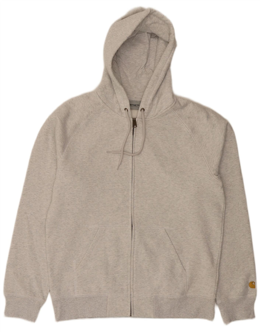 Мужской свитер с капюшоном на молнии Carhartt среднего серого цвета, хлопок