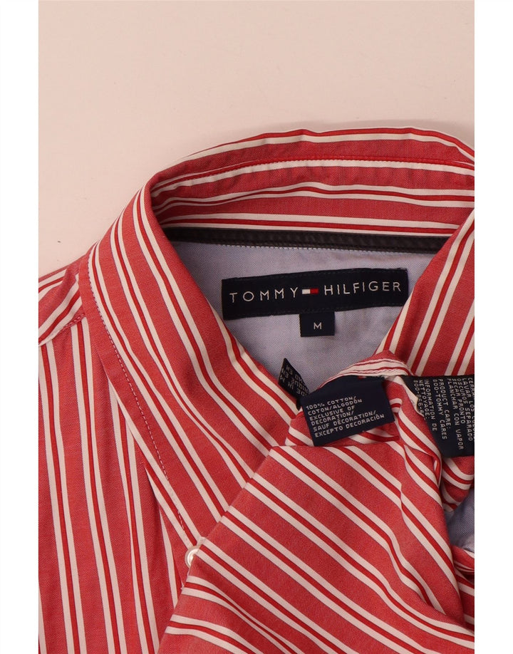 Tommy Hilfiger Мужская рубашка из хлопка в красную полоску среднего размера