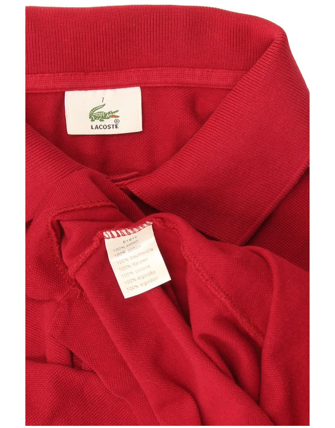 Мужская рубашка-поло Lacoste, размер 7, 2XL, красный хлопок
