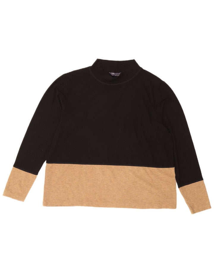 Женская блузка MARKS & SPENCER Top UK 16, большой черный полиэстер с цветными блоками