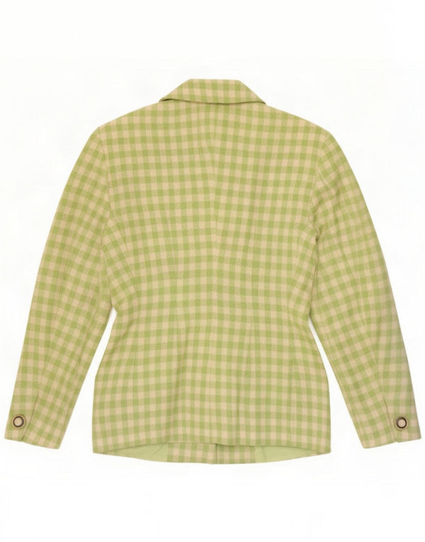 Piu & Womens Blazer Jacket IT 42 Medium Green Gingham New Wool