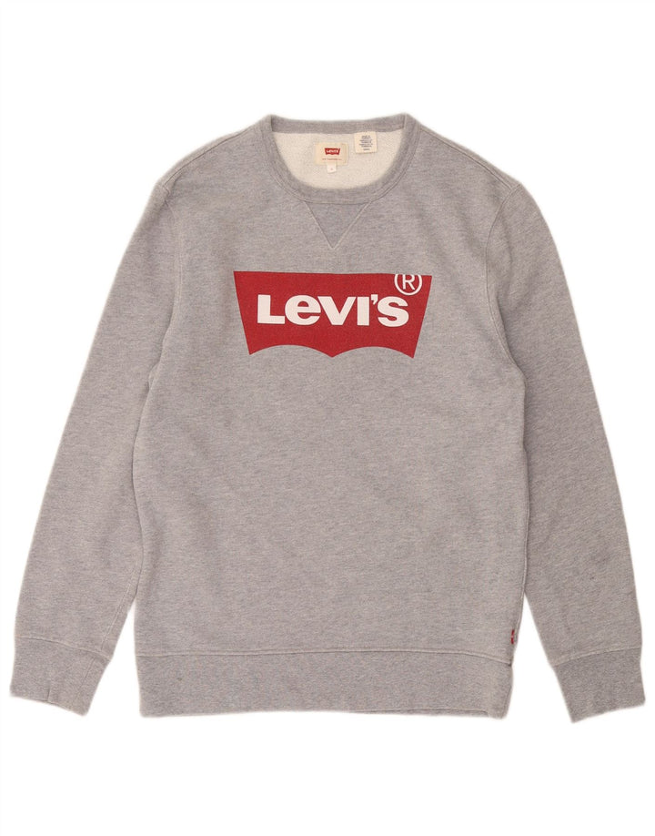 Мужской свитшот с рисунком LEVI'S, маленький серый хлопковый джемпер
