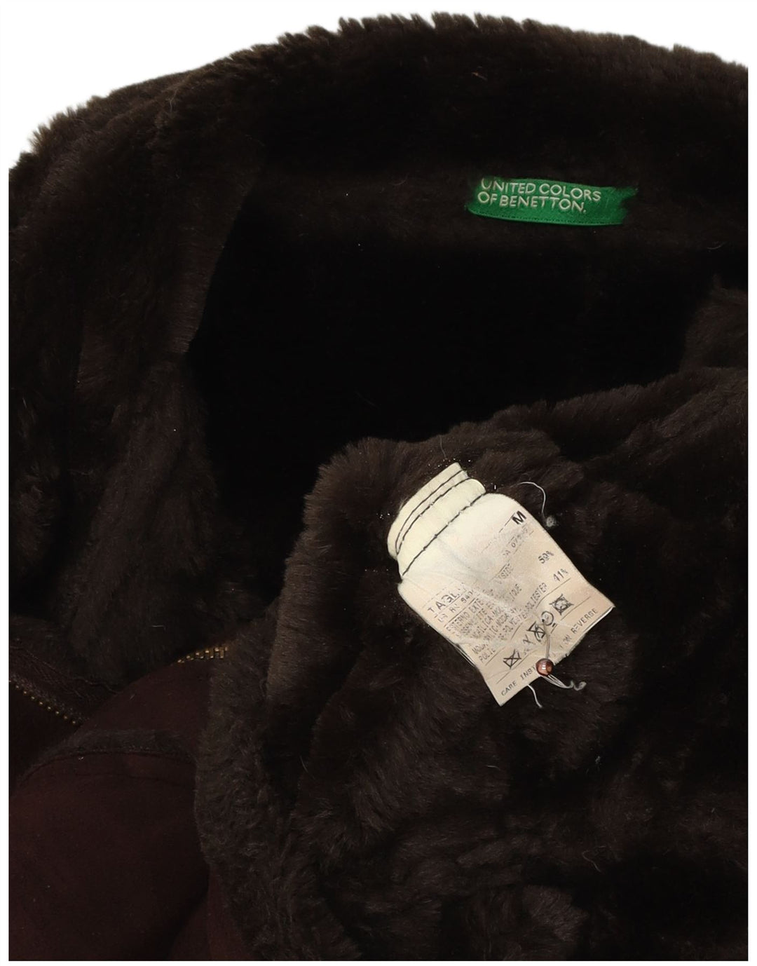 Куртка женская BENETTON из шерпы UK 14, средний коричневый акрил