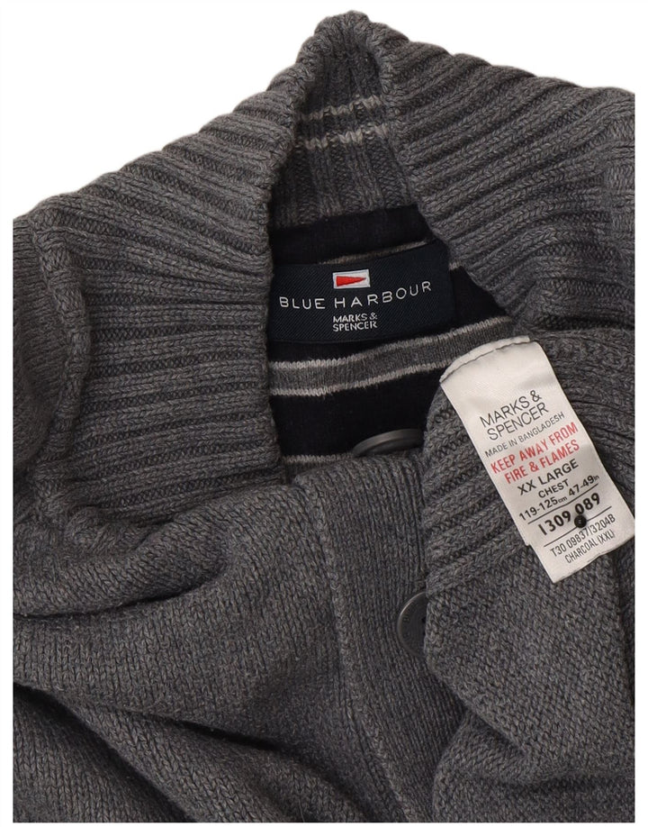Мужской синий свитер с воротником на пуговицах Marks & Spencer 2XL, серый
