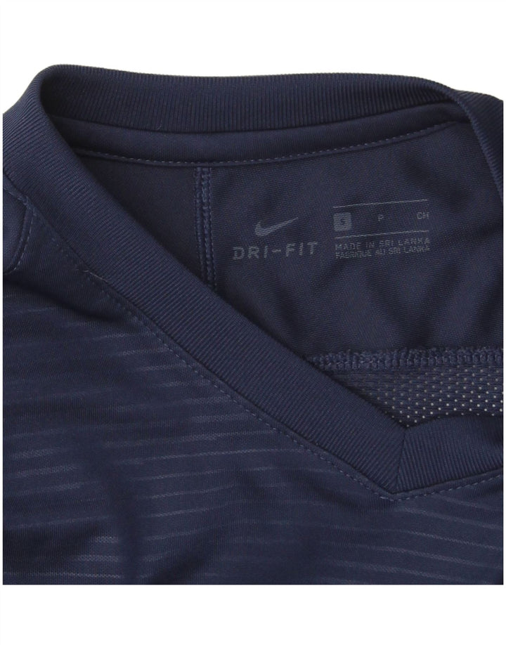 Мужской топ Nike Dri Fit с длинным рукавом, маленький, темно-синий, полиэстер с цветными блоками