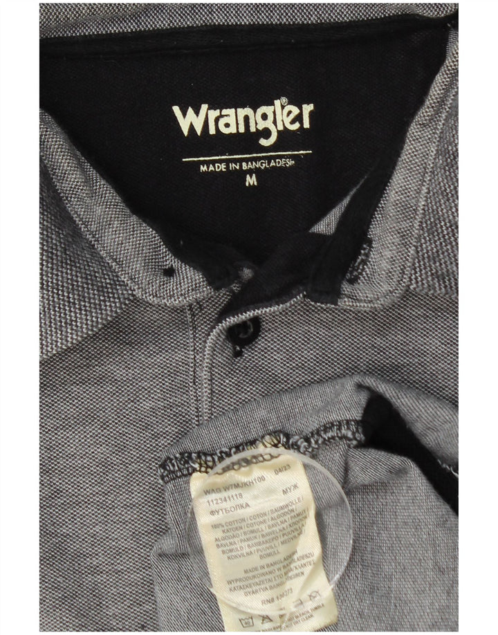 Мужская рубашка поло WRANGLER с длинным рукавом, хлопковая, серого цвета