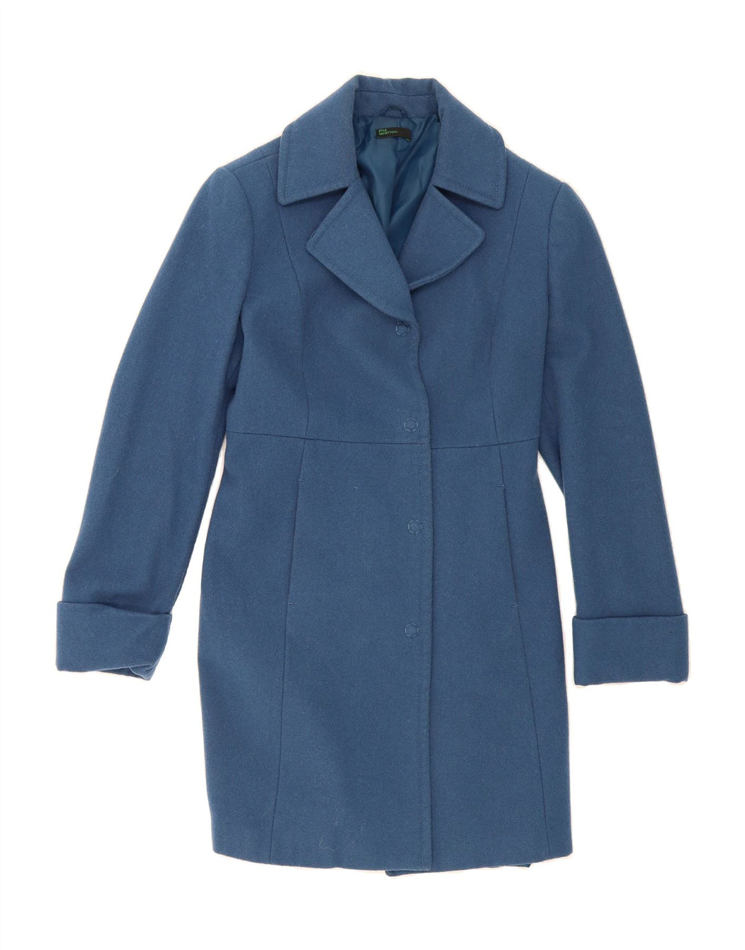 BENETTON Womens Overcoat IT 46 Large Blue Wool Vintage Benetton and Second-Hand Benetton from Messina Hembry 