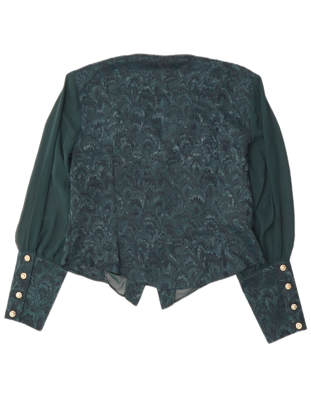 Женская блузка-рубашка VINTAGE UK 18 XL, зеленый полиэстер с цветочным принтом