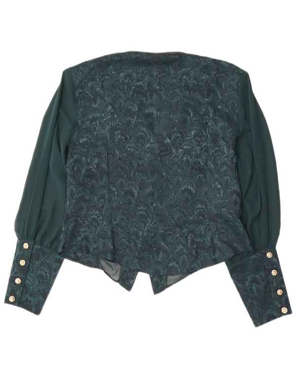 Женская блузка-рубашка VINTAGE UK 18 XL, зеленый полиэстер с цветочным принтом