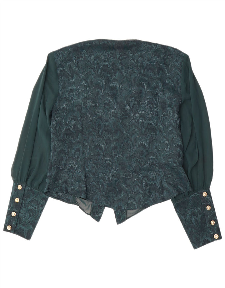 Женская блузка-рубашка VINTAGE UK 18 XL, зеленый полиэстер с цветочным принтом