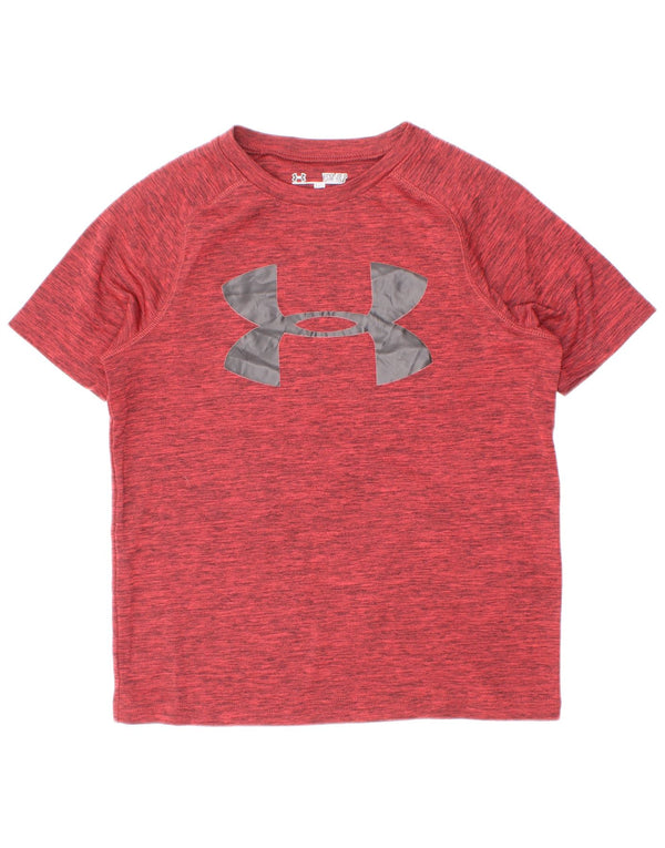 Футболка с рисунком Under Armour для мальчиков Heat Gear, топ 7–8 лет, маленький бордовый цвет