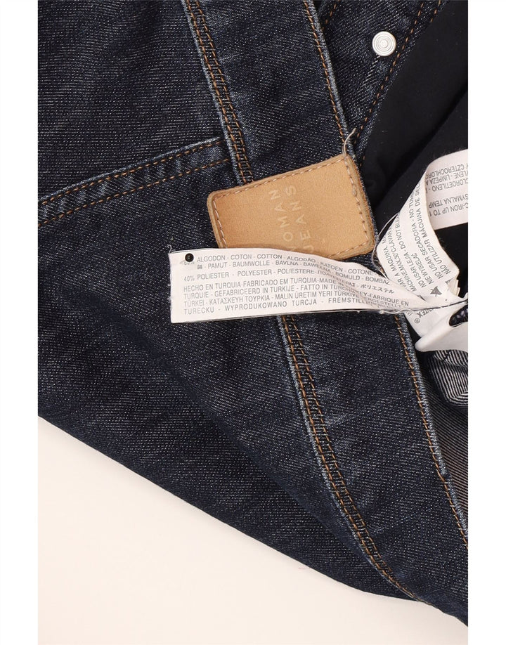 Женская укороченная джинсовая куртка Zara UK 12, средний темно-синий хлопок