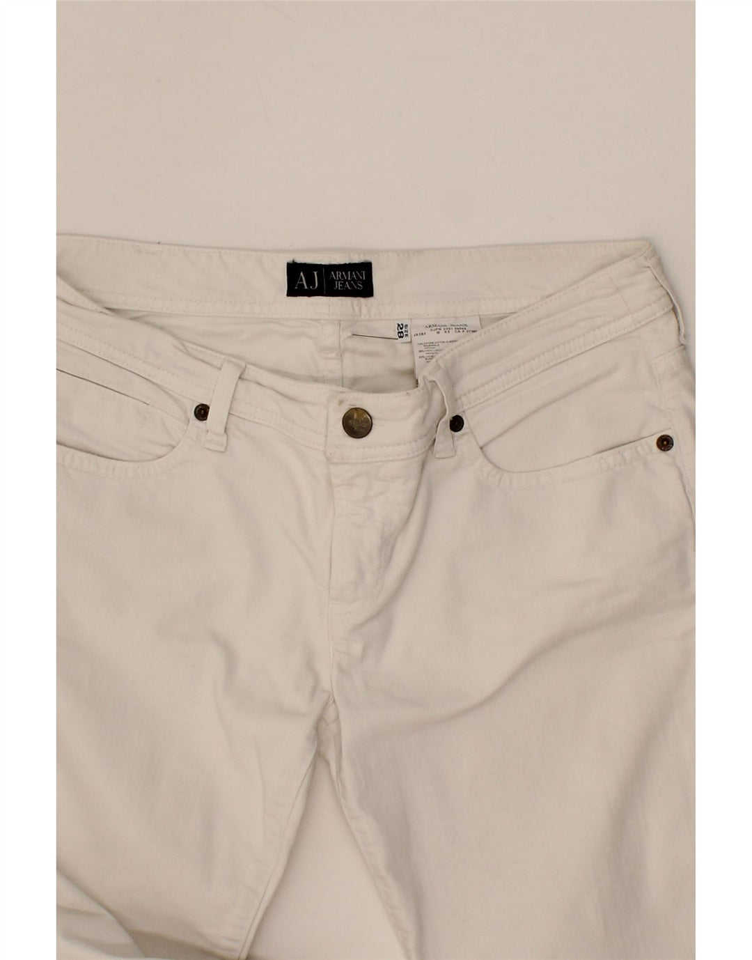 ARMANI Womens Cropped Jeans W28 L24 White Cotton Vintage Armani and Second-Hand Armani from Messina Hembry 