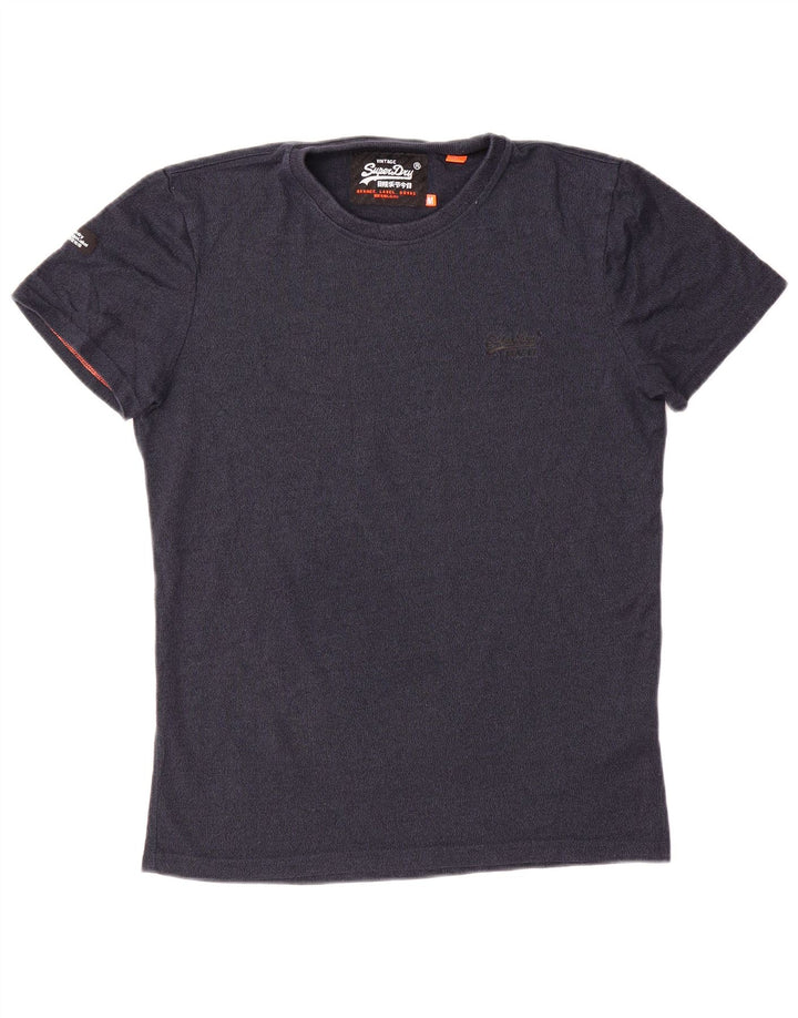 SUPERDRY Мужская футболка из хлопка среднего размера, темно-синего цвета с крапинками