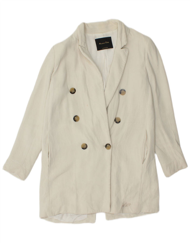 MASSIMO DUTTI Womens Double Breasted Coat UK 14 Medium White