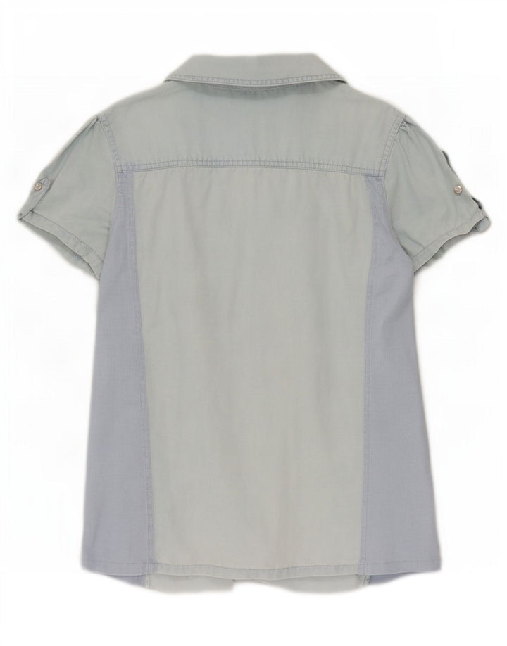 Guess Женская джинсовая рубашка с коротким рукавом UK 12 Medium Blue Tencel