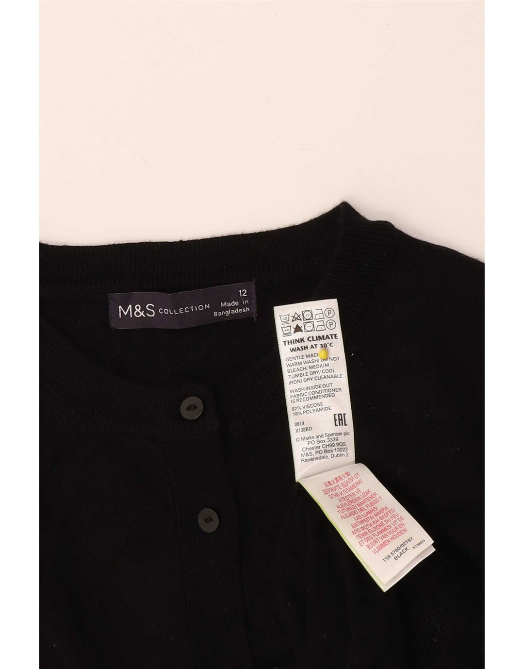 Женский укороченный кардиган Marks & Spencer UK 12, средний черный из вискозы