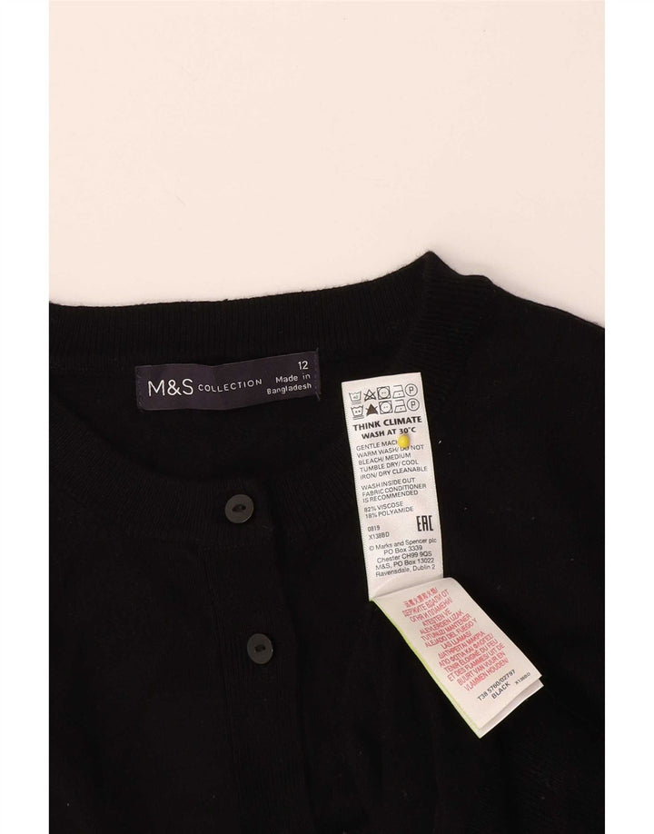 Женский укороченный кардиган Marks & Spencer UK 12, средний черный из вискозы