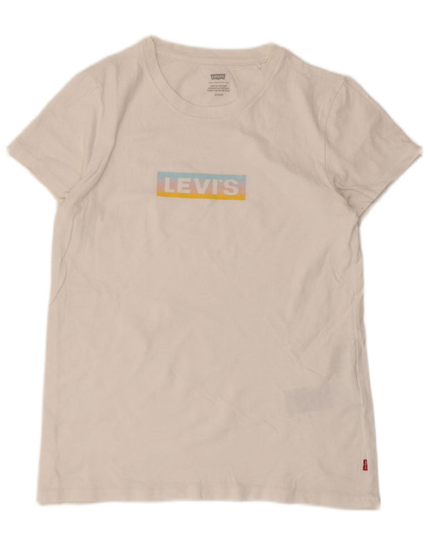 Женская футболка с рисунком Levi's Top UK 8, маленькая, белый хлопок
