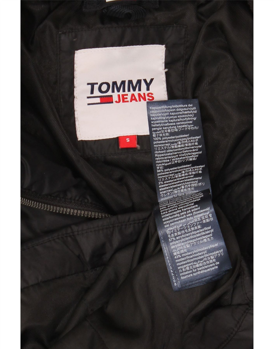 Tommy Hilfiger Женское стеганое пальто с капюшоном UK 10, маленький черный полиэстер
