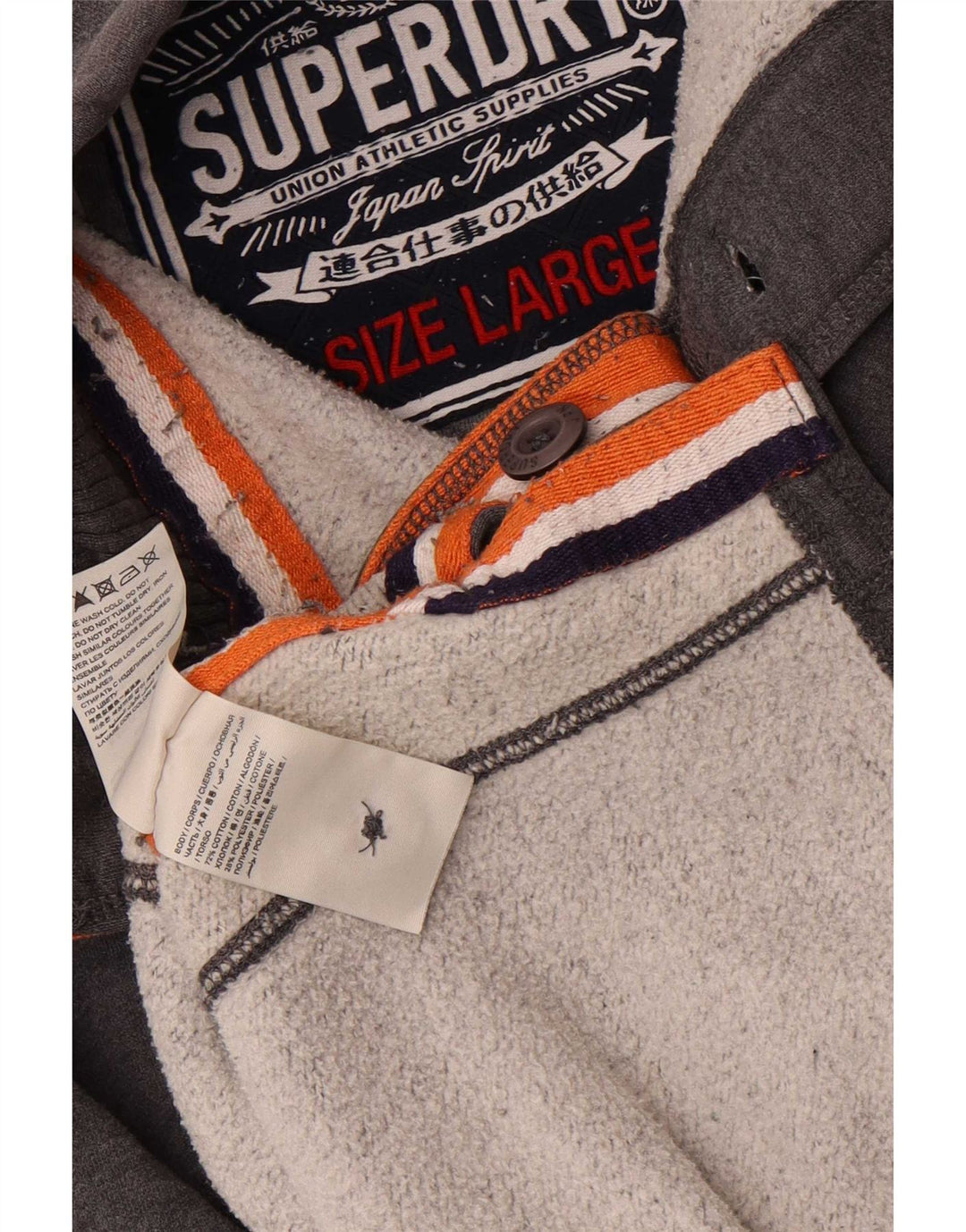 Мужской свитшот на пуговицах с рисунком Superdry, большой серый хлопковый джемпер