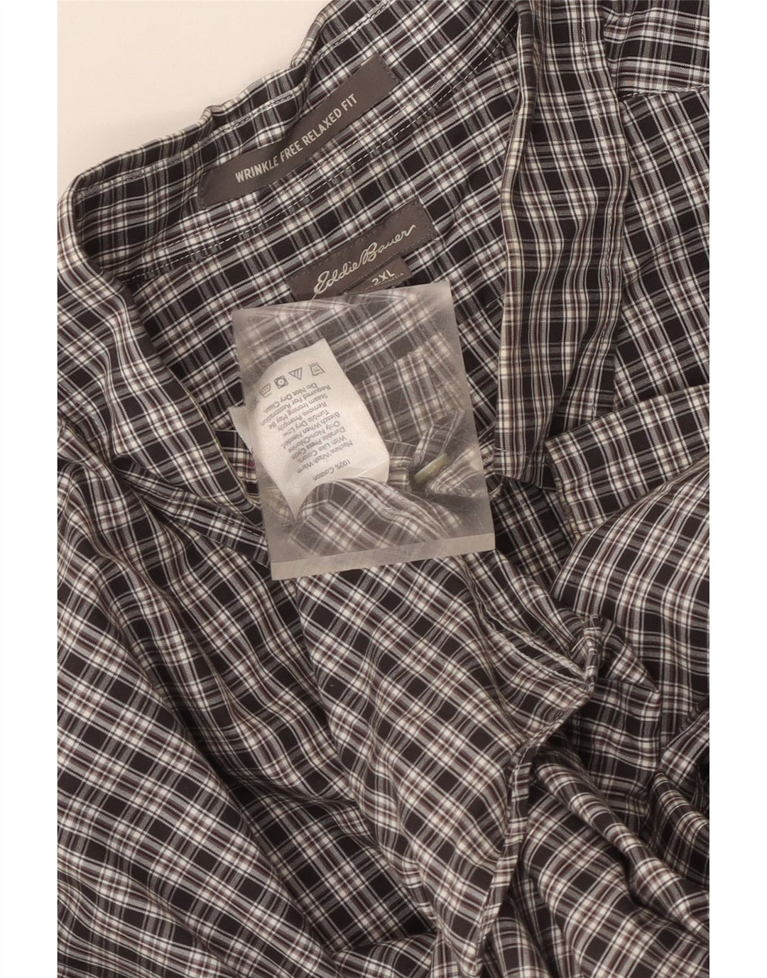 Мужская рубашка свободного кроя Eddie Bauer 2XL, черная клетка, хлопок