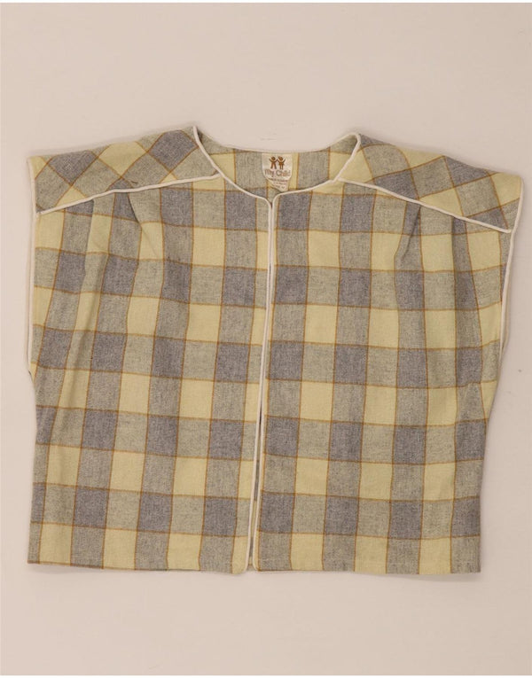 Винтажная женская укороченная блузка-рубашка оверсайз EU 34 XS в желтую клетку