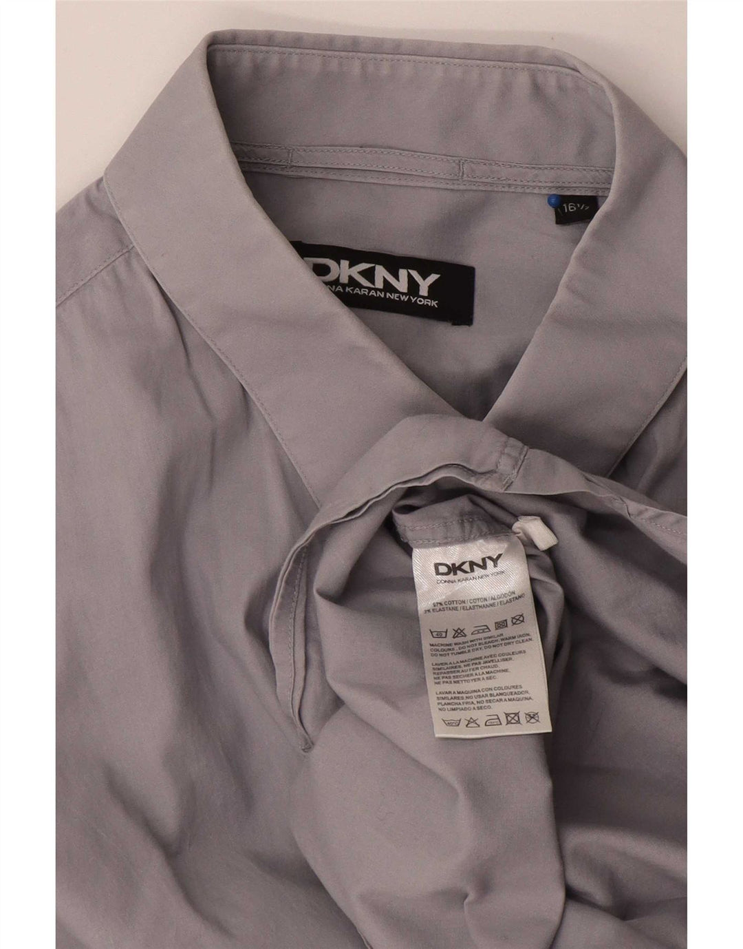 Мужская рубашка Dkny, размер 16, 1/2, большая, серая, хлопковая