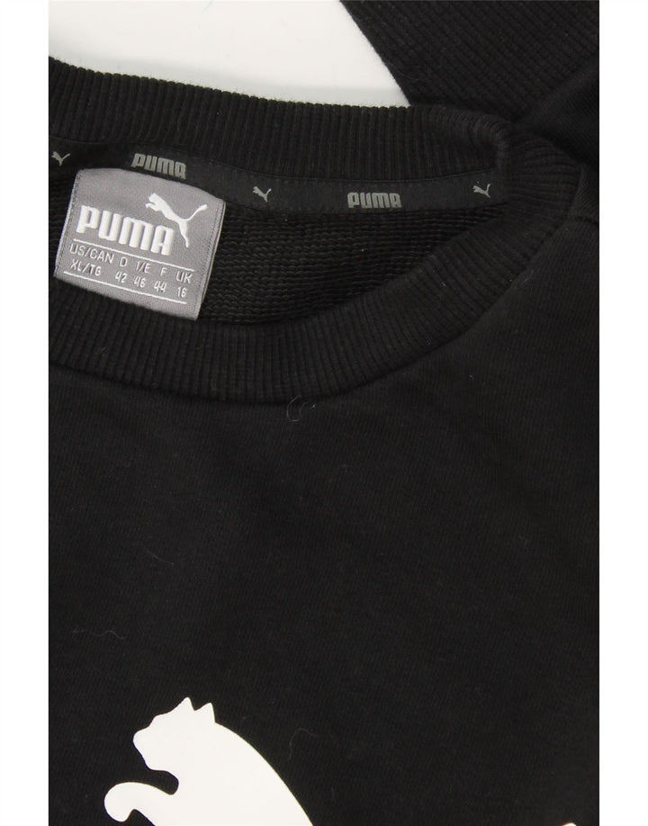 PUMA Womens Oversized Graphic Sweatshirt Jumper UK 16 Large Black Cotton Vintage Puma and Second-Hand Puma from Messina Hembry 