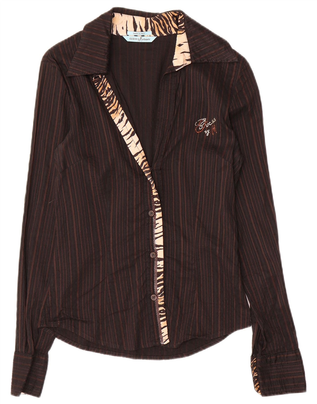 Рубашка женская Guess By Marciano IT 42 Medium Brown в полоску