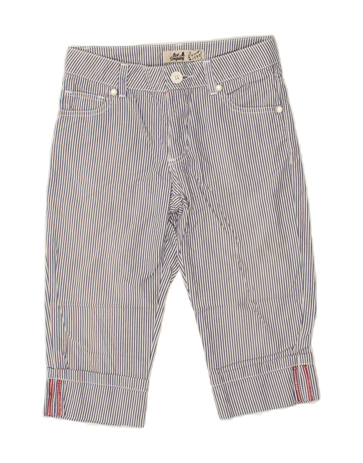 BEST COMPANY Boys Slim Capri Trousers 7-8 Years W24 L14  Blue Striped | Vintage Best Company | Thrift | Second-Hand Best Company | Used Clothing | Messina Hembry 