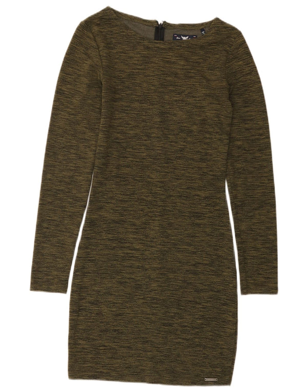 Женское платье-футляр с длинным рукавом Superdry UK 4 XS Хаки, вискоза с крапинками