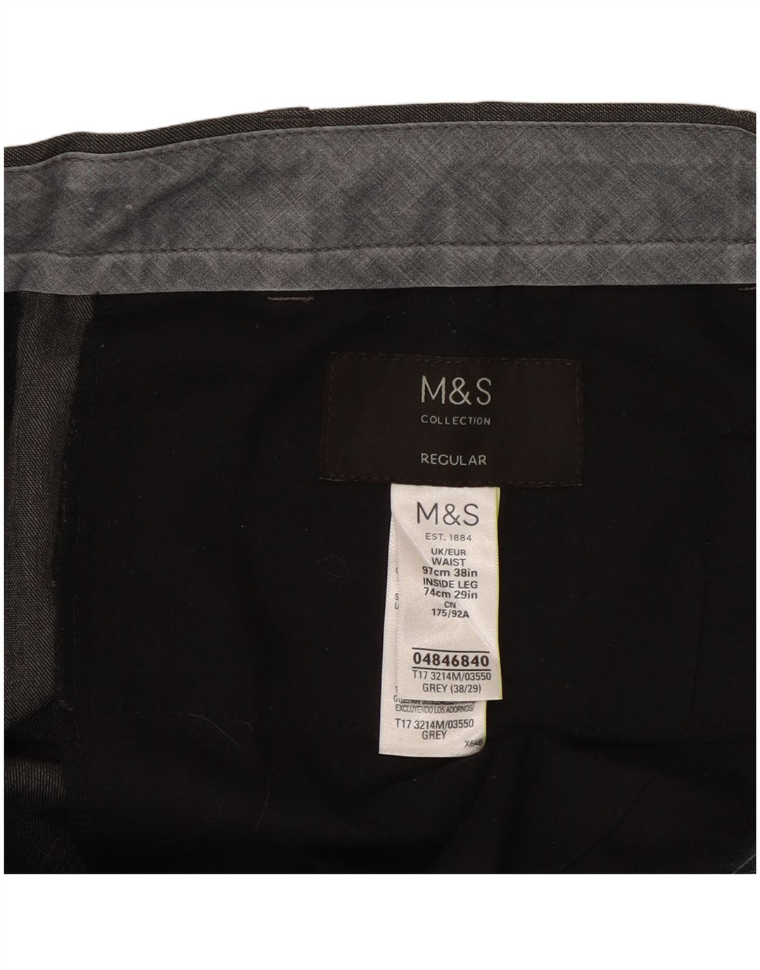 Мужские брюки обычного костюма Marks & Spencer W38 L29 серые из полиэстера