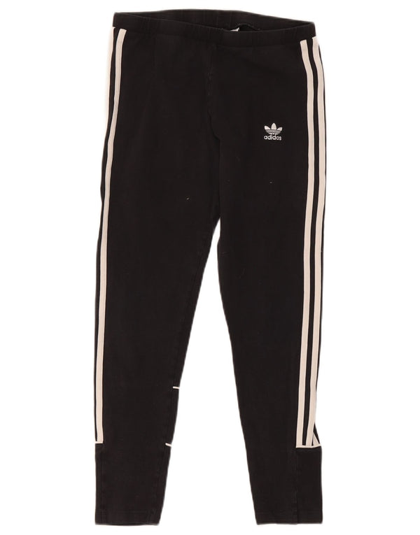 Женские укороченные леггинсы Adidas UK 12, средний черный хлопок, черный