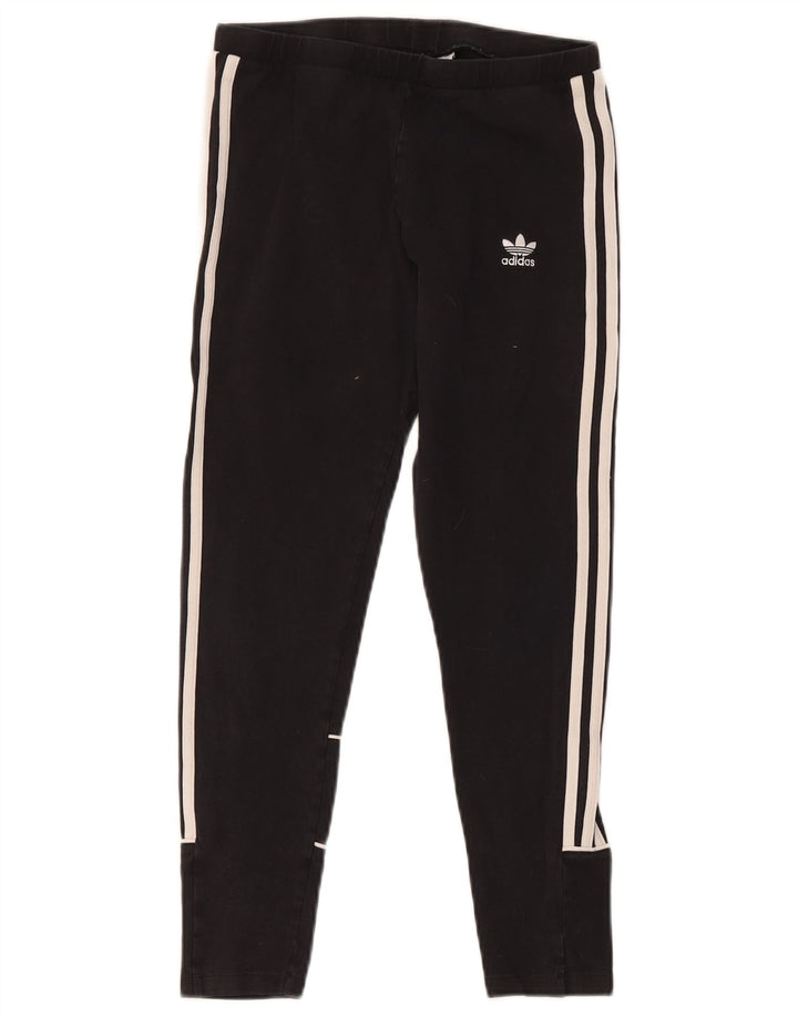 Женские укороченные леггинсы Adidas UK 12, средний черный хлопок, черный