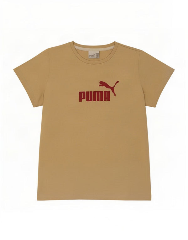 Женская футболка с рисунком Puma Top UK 14, большая, бежевая