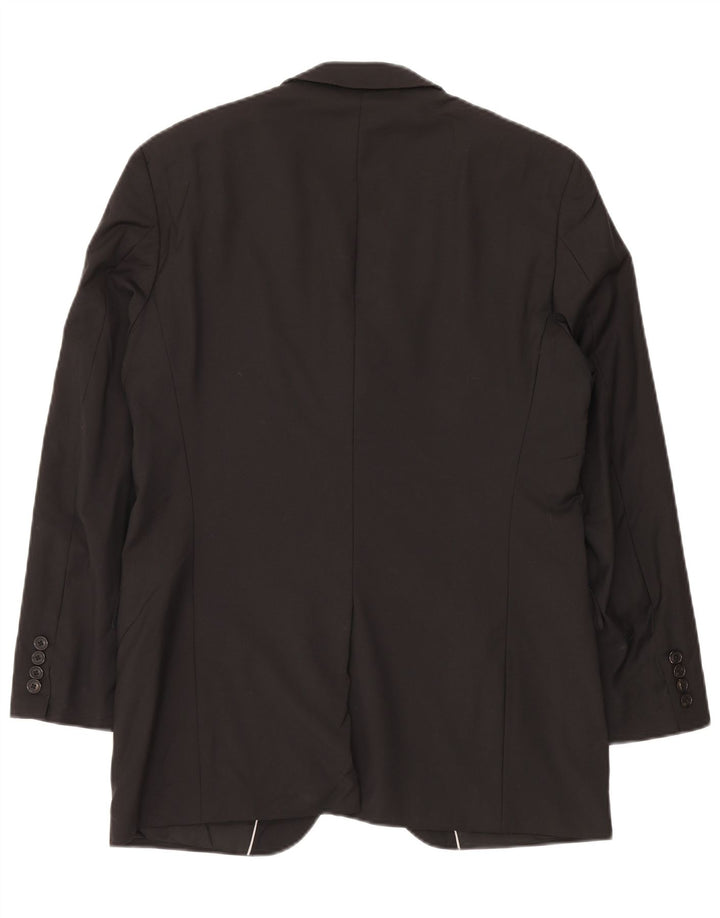 Винтажный женский пиджак на 2 пуговицах, США 40, большой черный из натуральной шерсти