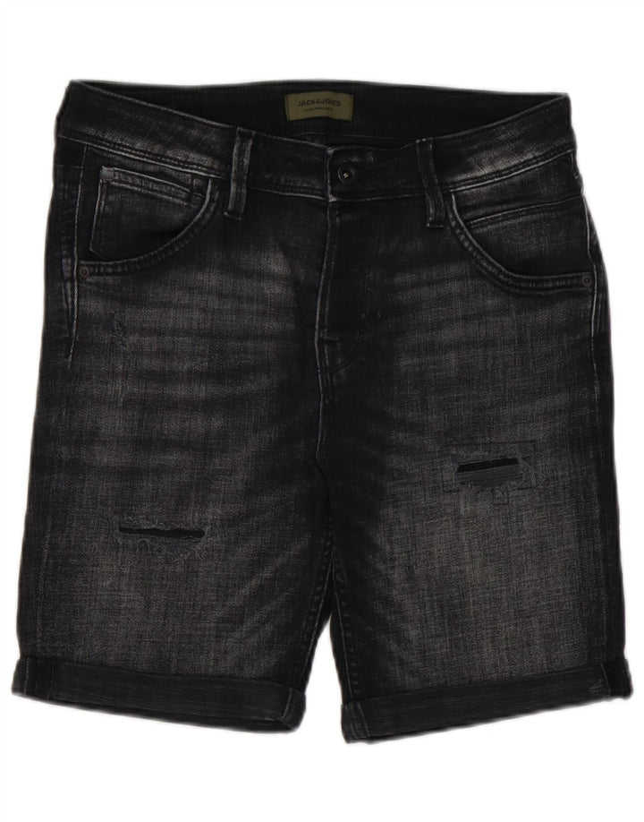 Jack & Jones Мужские джинсовые шорты с потертостями, маленькие W29, черные