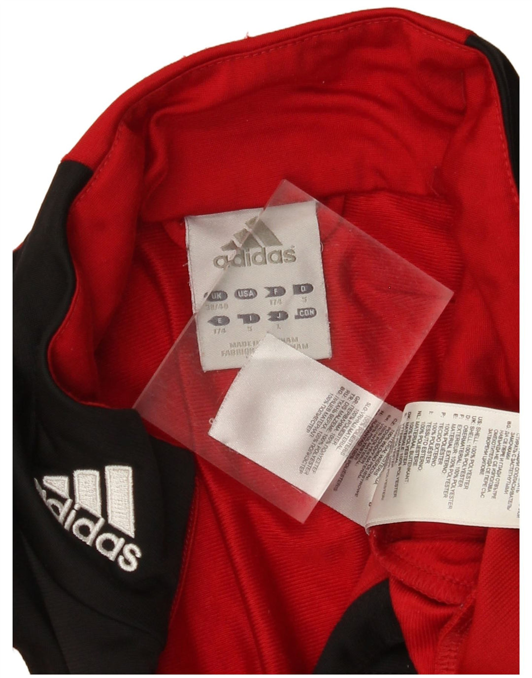 Мужская спортивная куртка ADIDAS UK 38/40, средний красный полиэстер с цветными блоками
