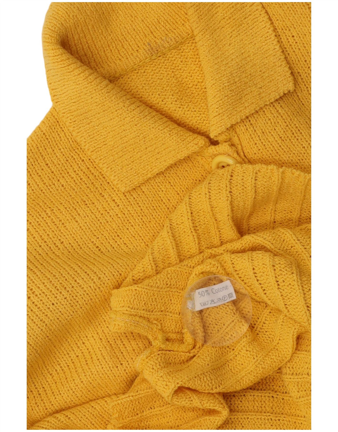 ВИНТАЖНЫЙ женский кардиган-свитер UK 16, большой желтый хлопок