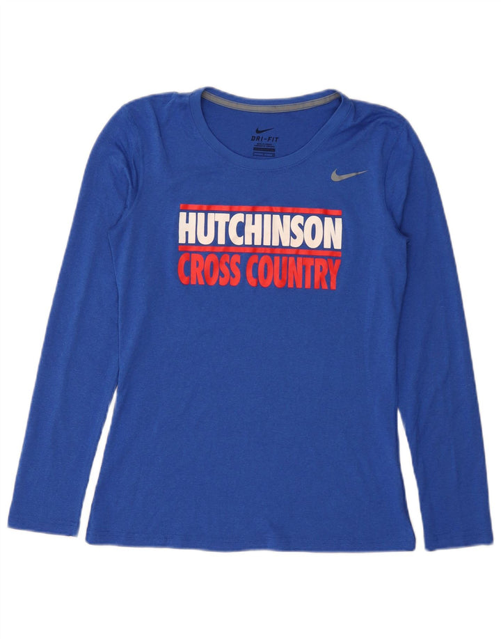 Женские кроссовки Nike Hutchinson Graphic Top с длинным рукавом UK 10, маленький синий полиэстер