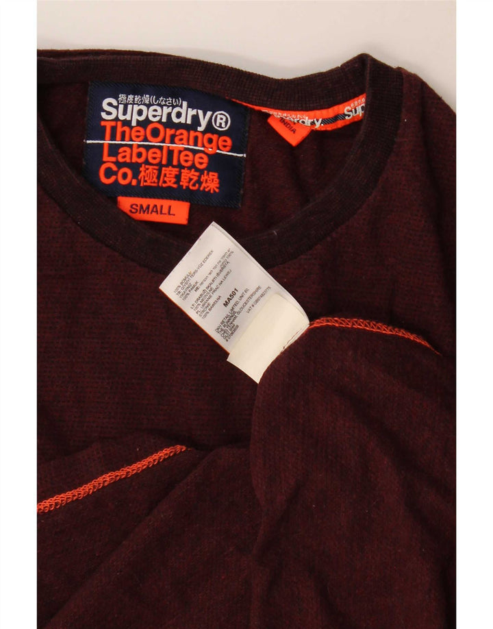 Мужской топ Superdry с длинным рукавом, маленький бордовый хлопок