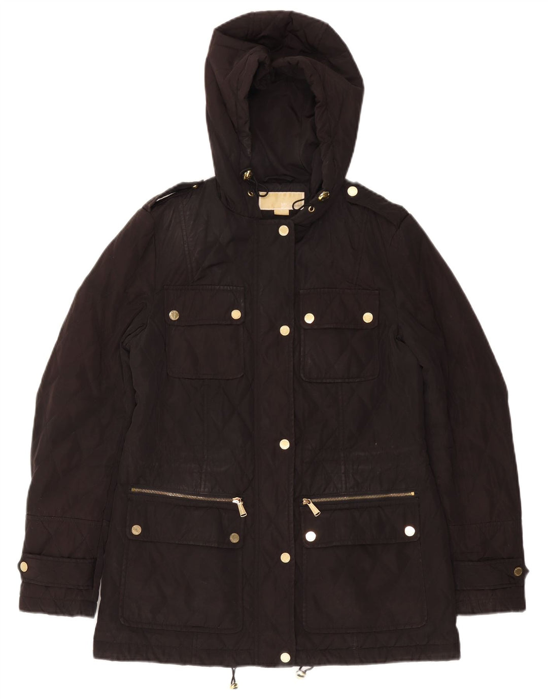 Женская стеганая куртка свободного кроя с капюшоном MICHAEL KORS UK 10, маленькая черная