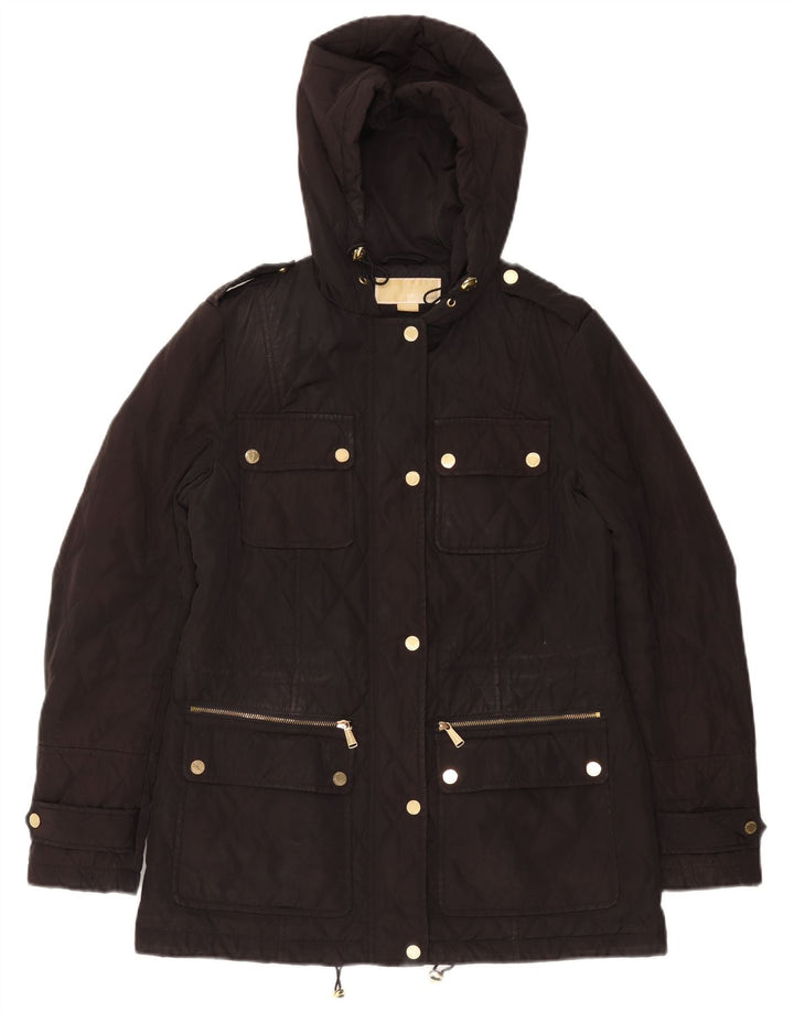 Женская стеганая куртка свободного кроя с капюшоном MICHAEL KORS UK 10, маленькая черная